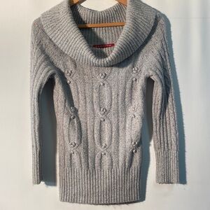 Cozy Light Blue/Gray Cowl Neck Sweater